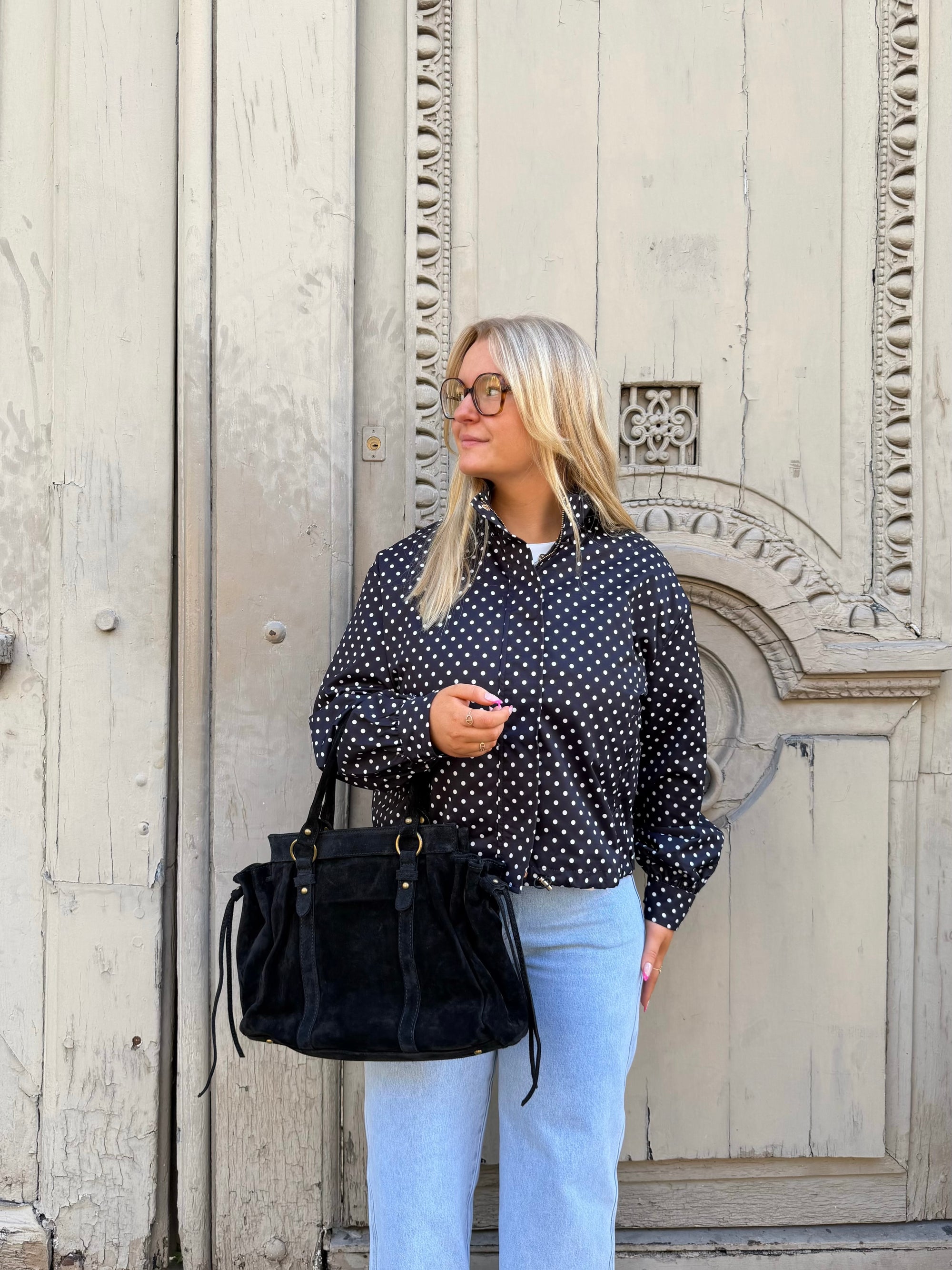 VESTE À POIS NOIR