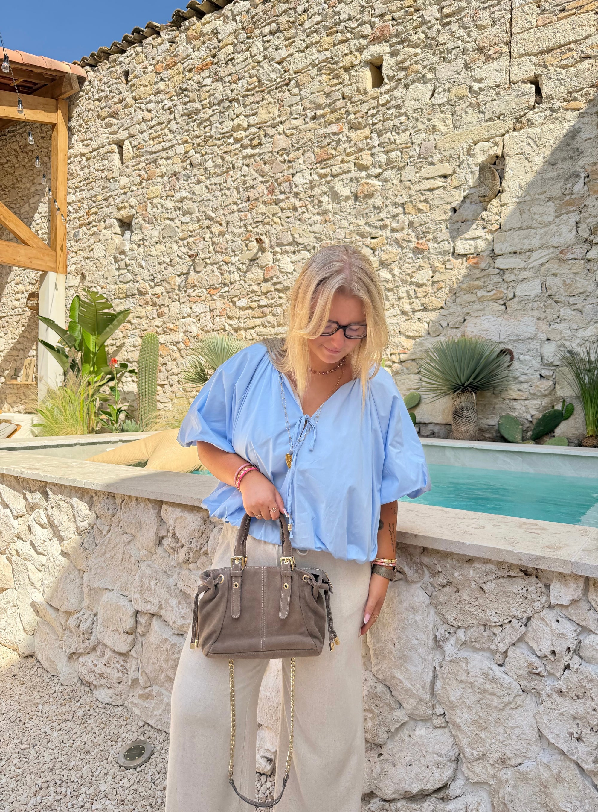 BLOUSE BOUFFANTE BLEU