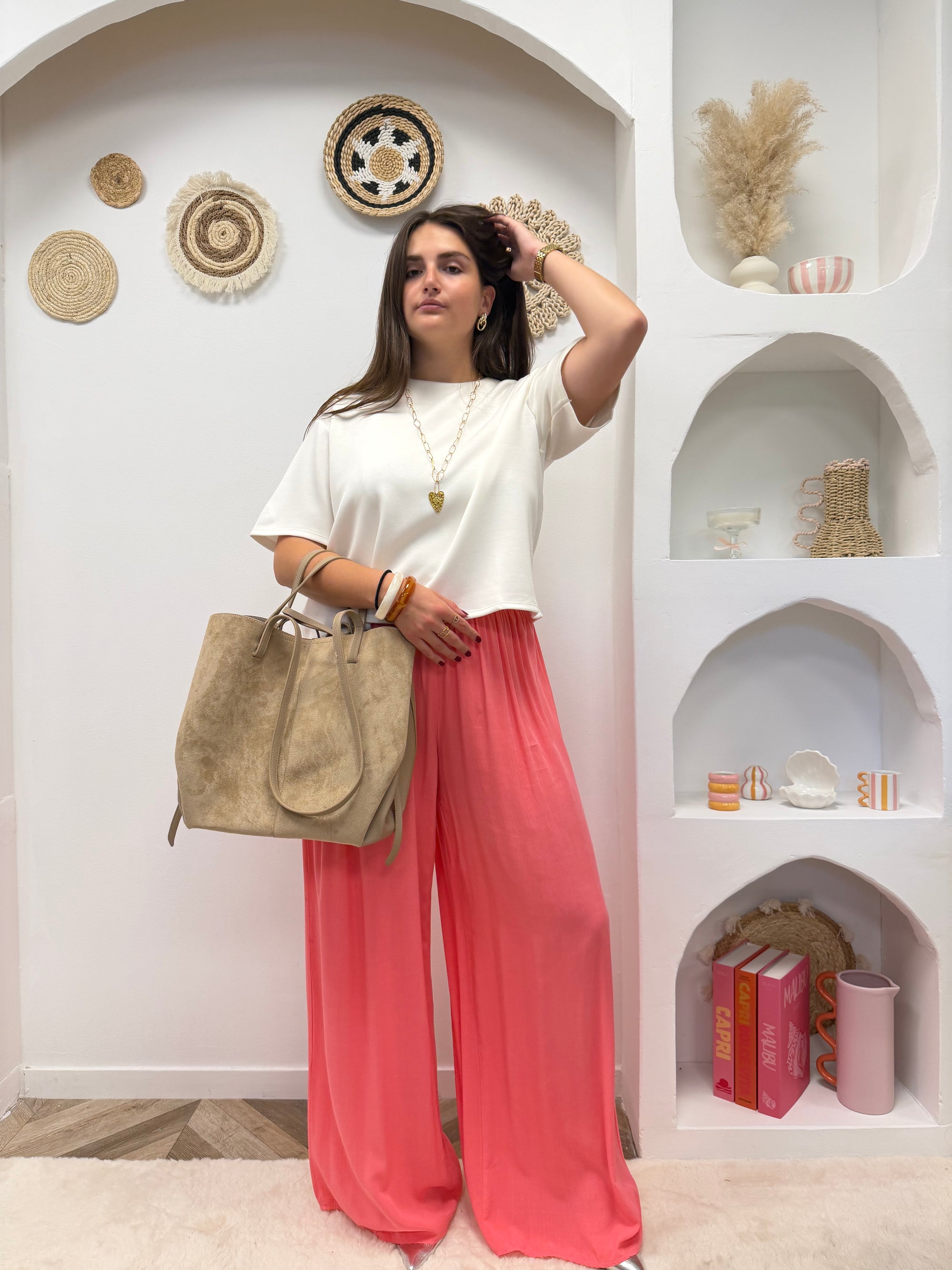 PANTALON FLUIDE ALMA ROSE SAUMON