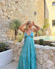 ROBE DOLCE À VOLANTS TURQUOISE