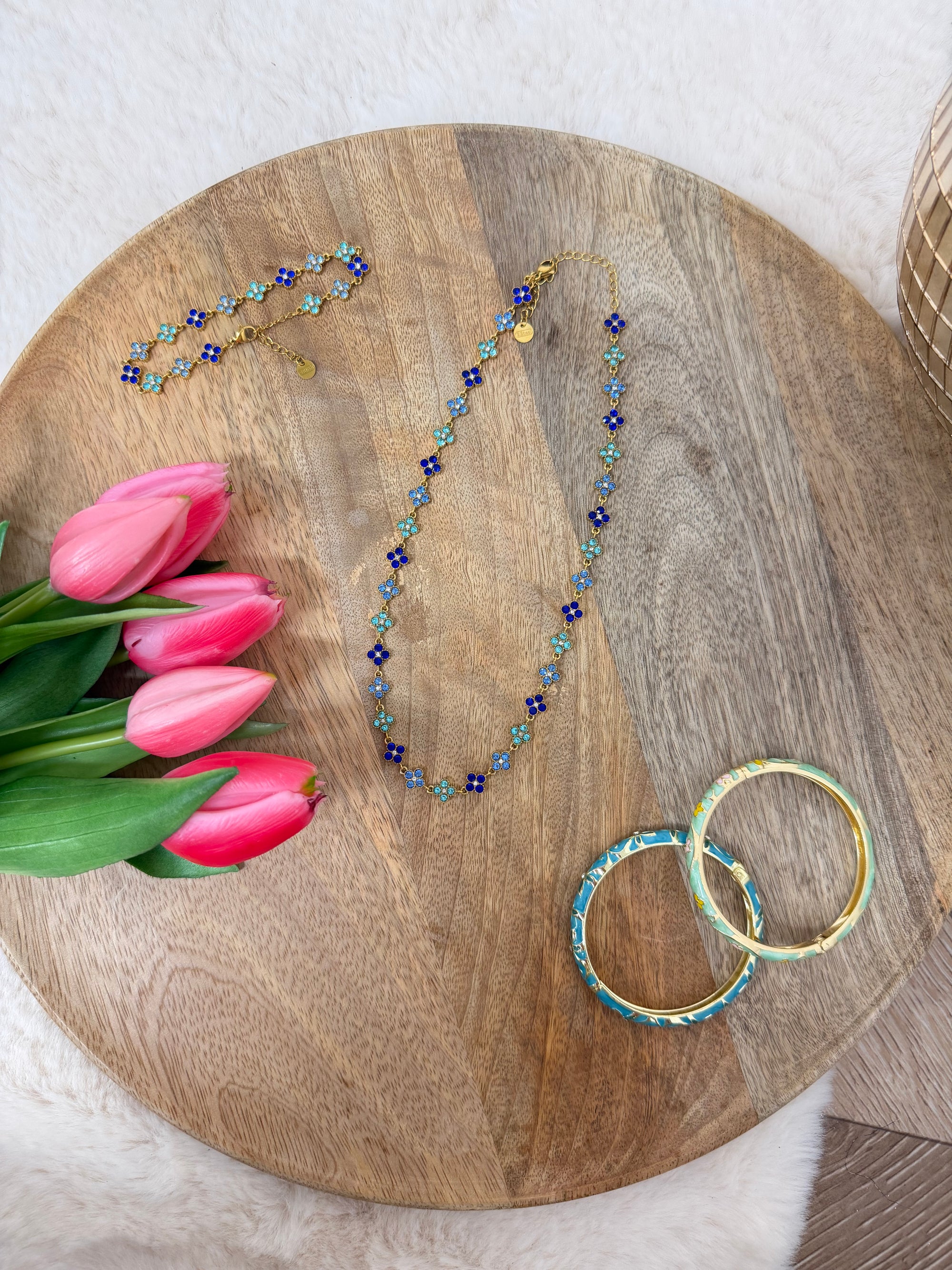 COLLIER ALMA STRASS BLEU