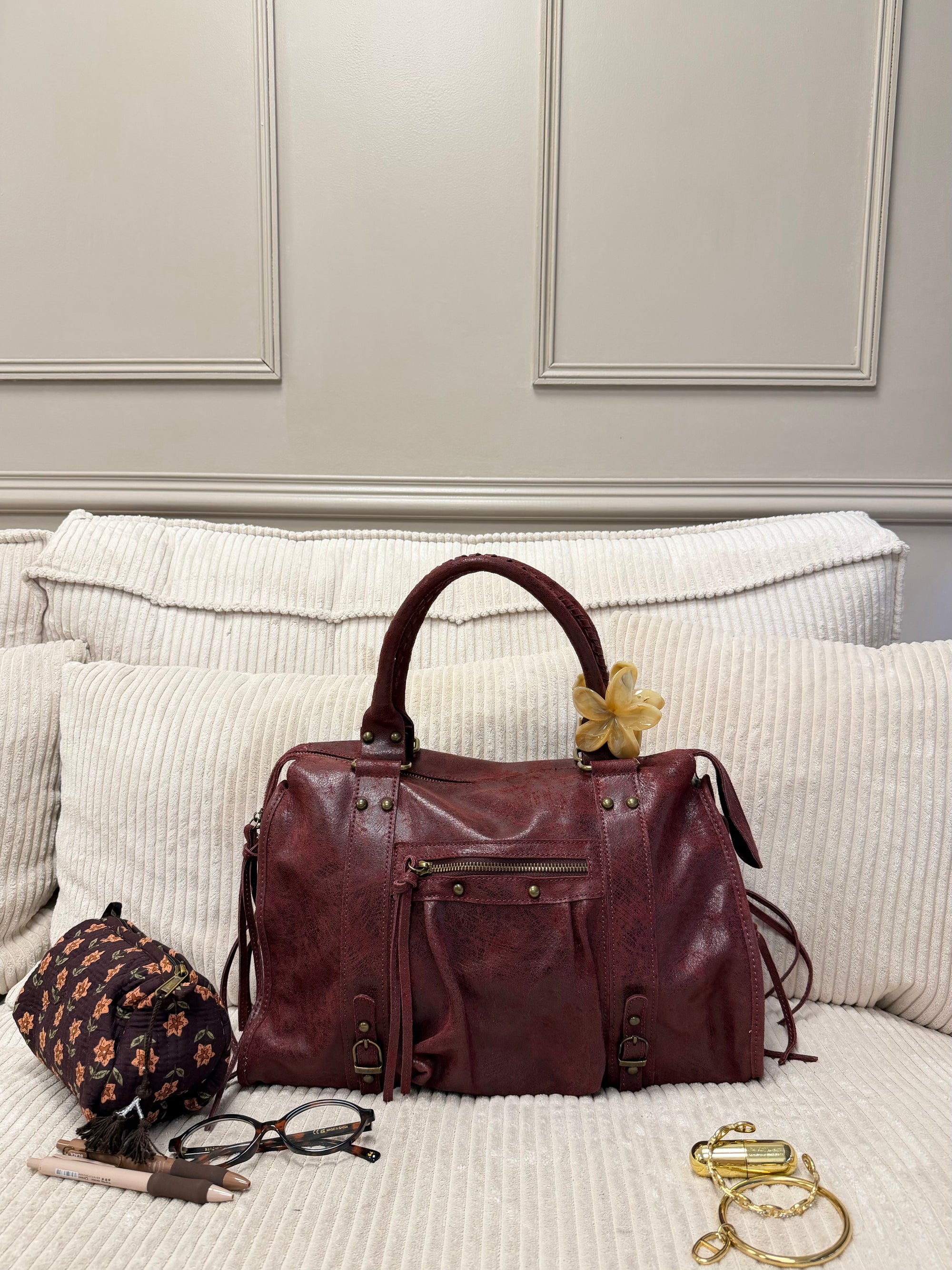 SAC ALIX XL BORDEAUX MAT