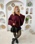 VESTE CAPE LARA BORDEAUX