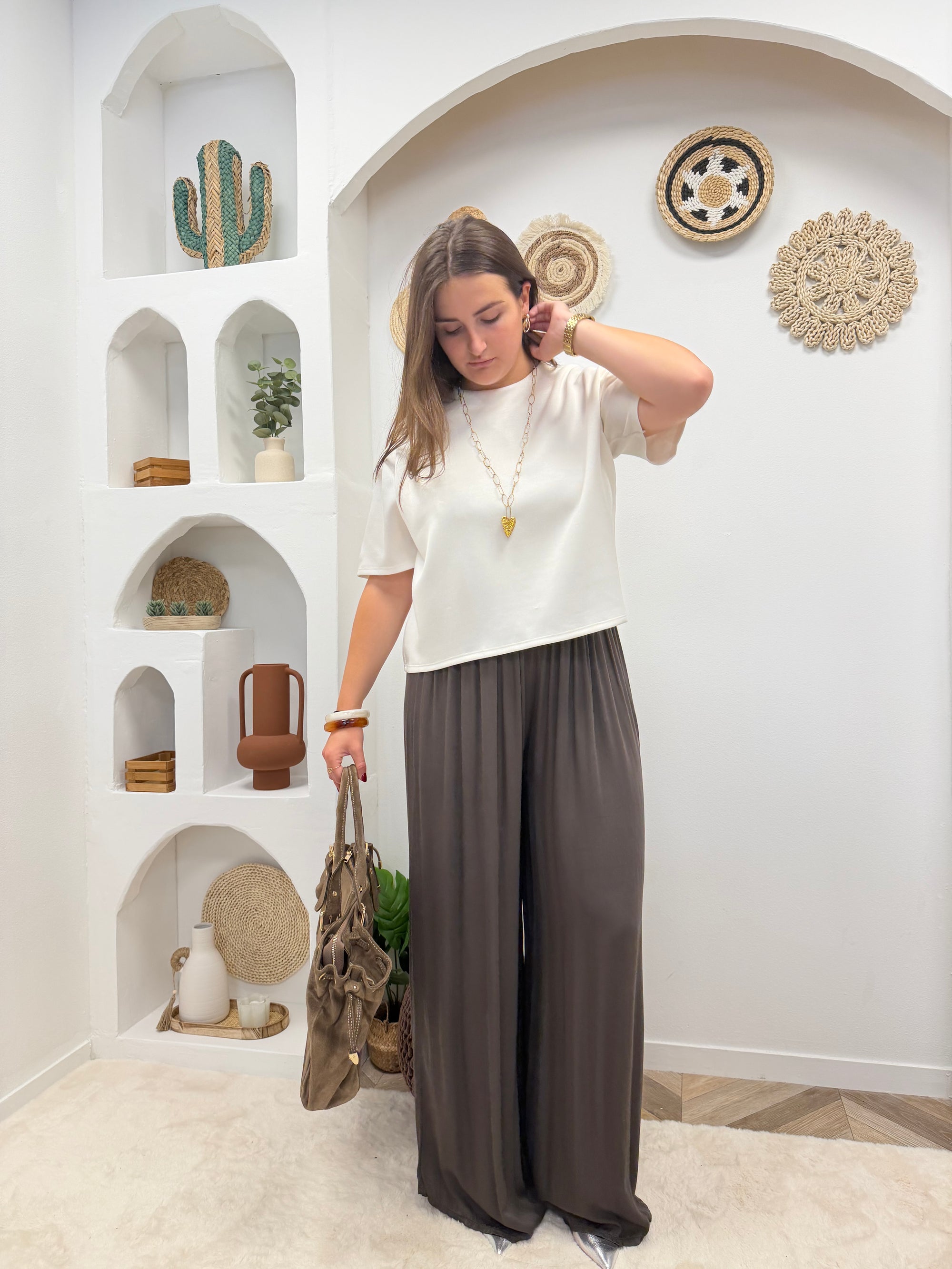 PANTALON FLUIDE ALMA CHOCOLAT