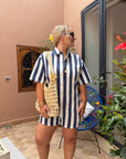 COMBI-SHORT NOÉE RAYÉ BLEU MARINE