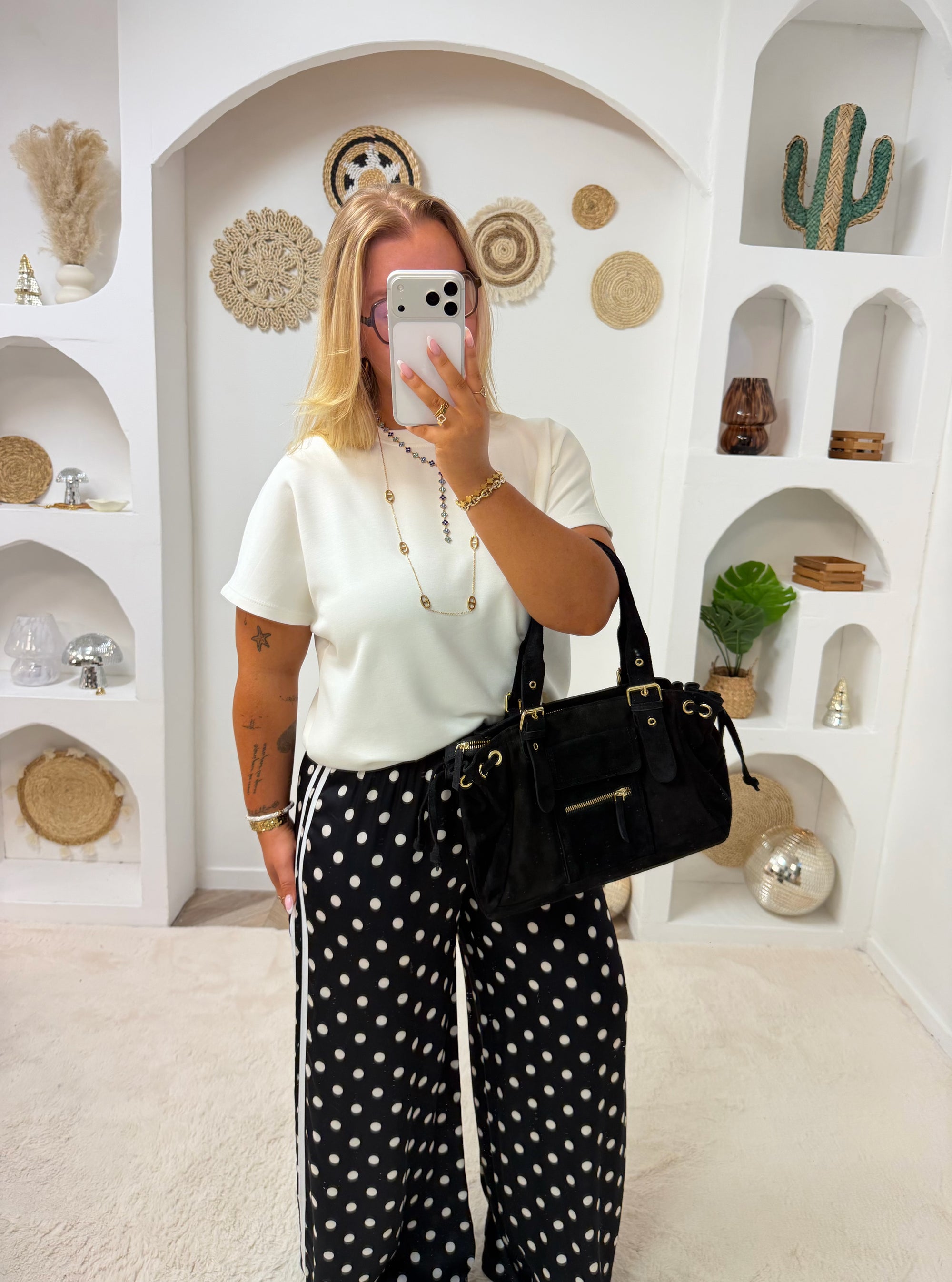 PANTALON POIS NOIR