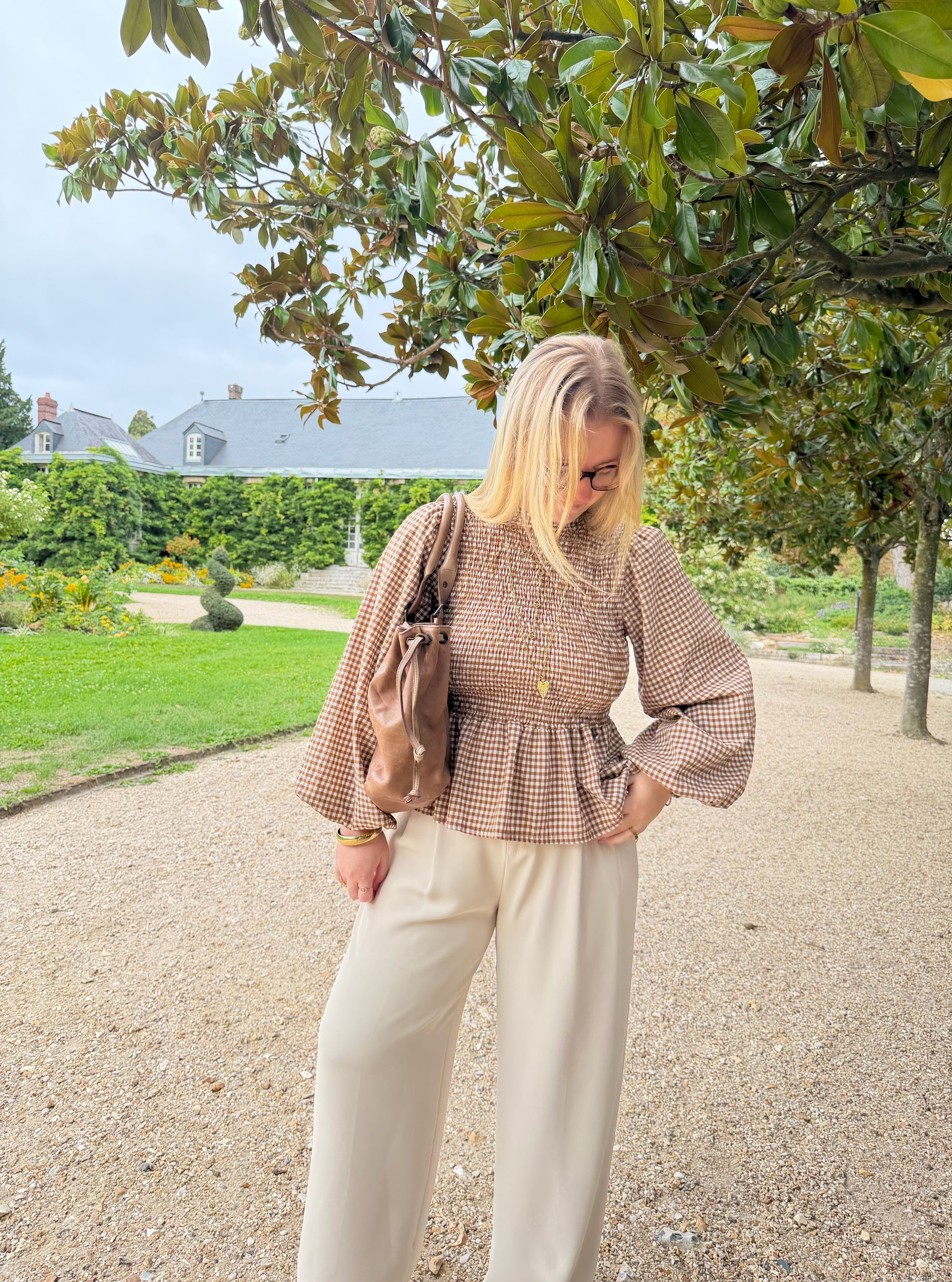 BLOUSE VICHY ELENA CAMEL