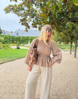 BLOUSE VICHY ELENA CAMEL
