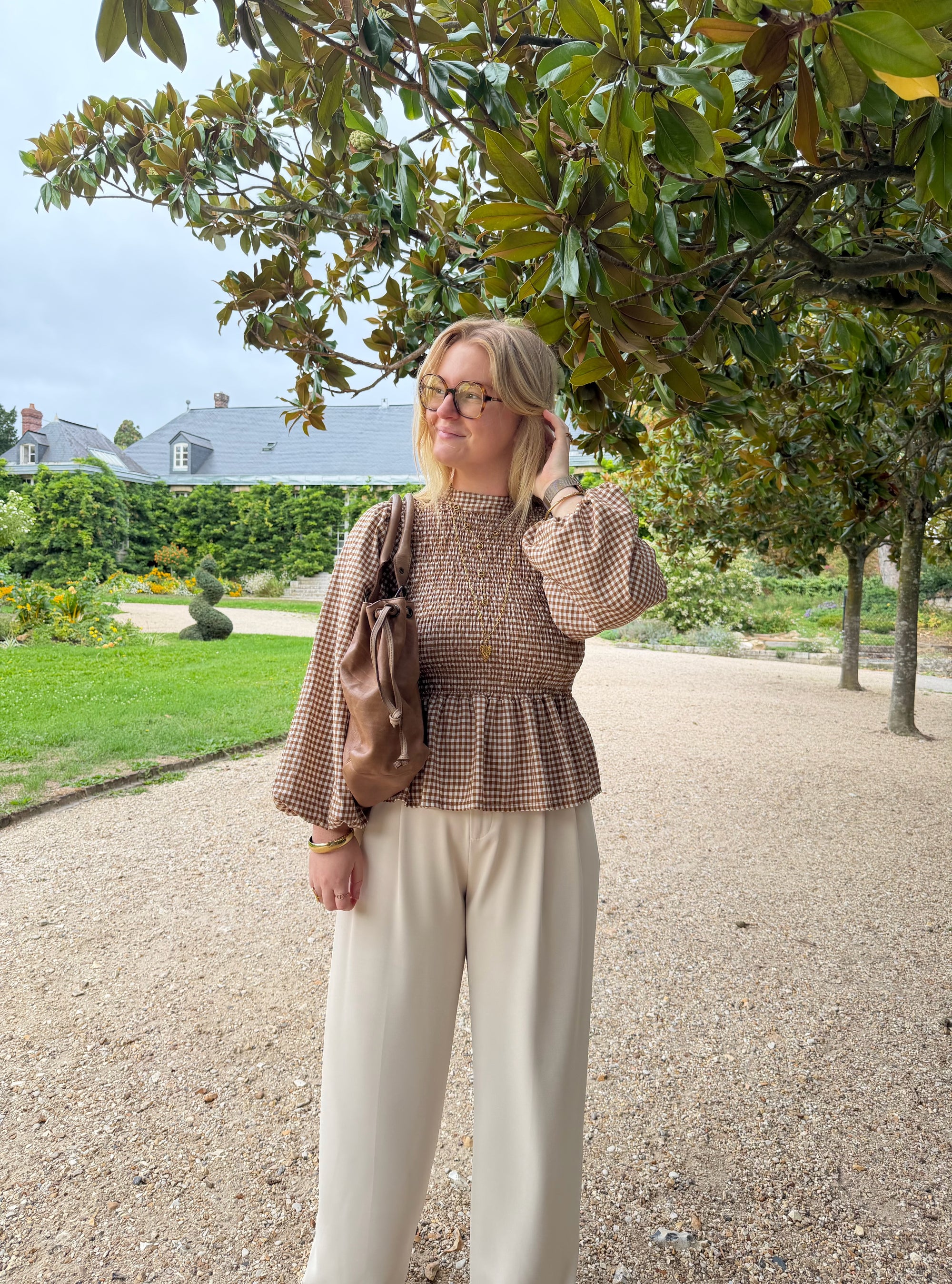 BLOUSE VICHY ELENA CAMEL