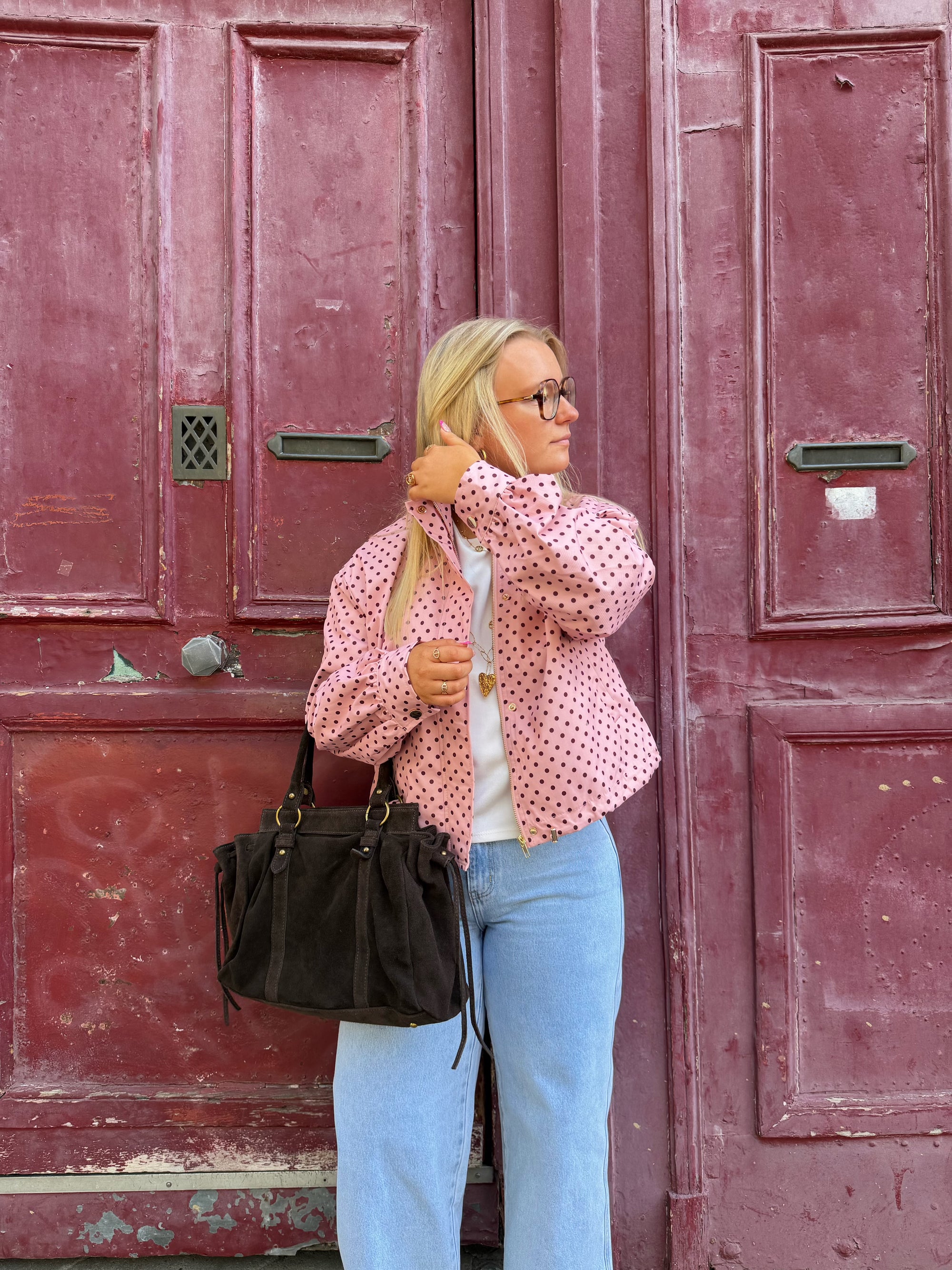 VESTE À POIS ROSE