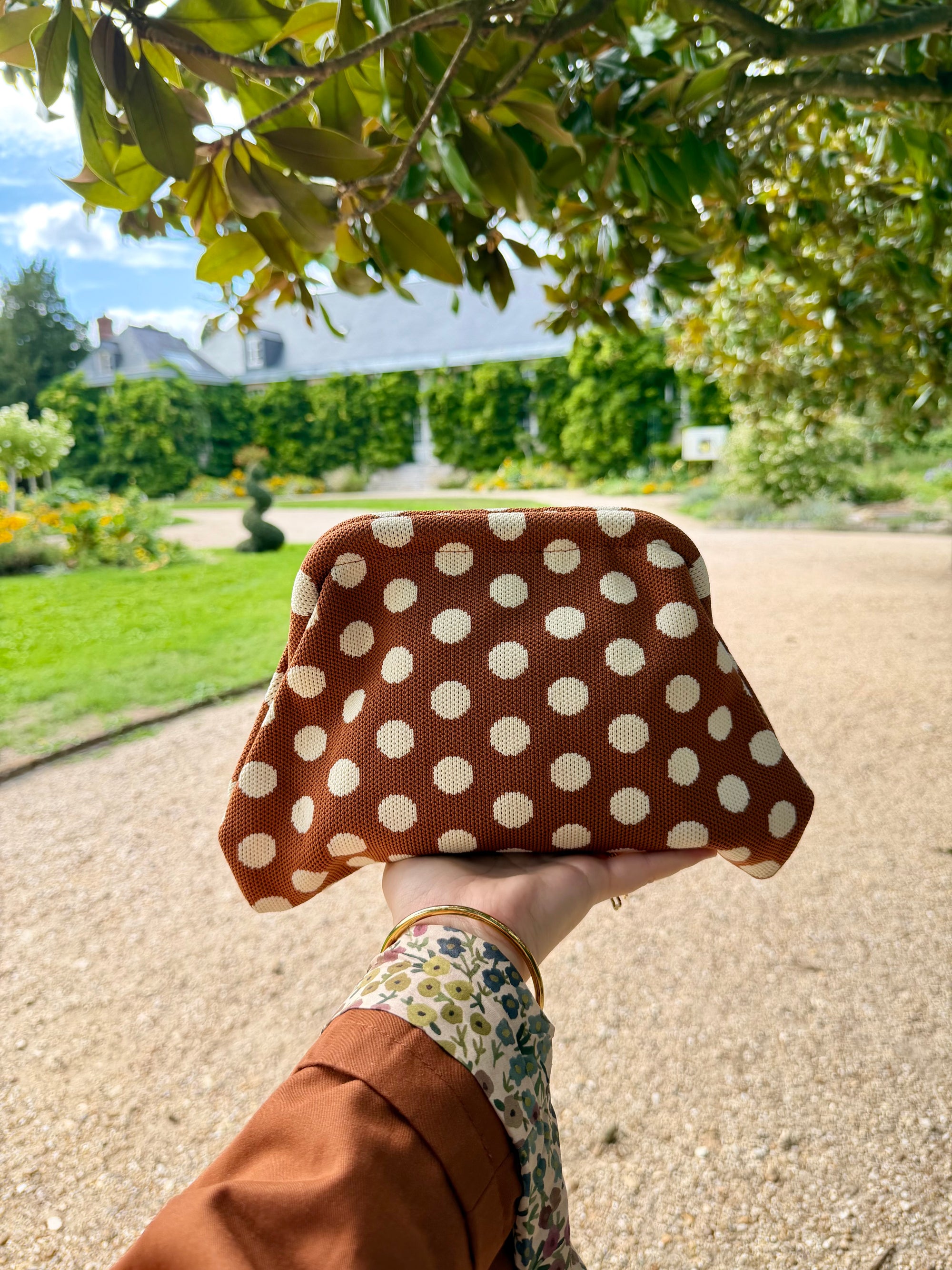POCHETTE À MAIN POIS CAMEL