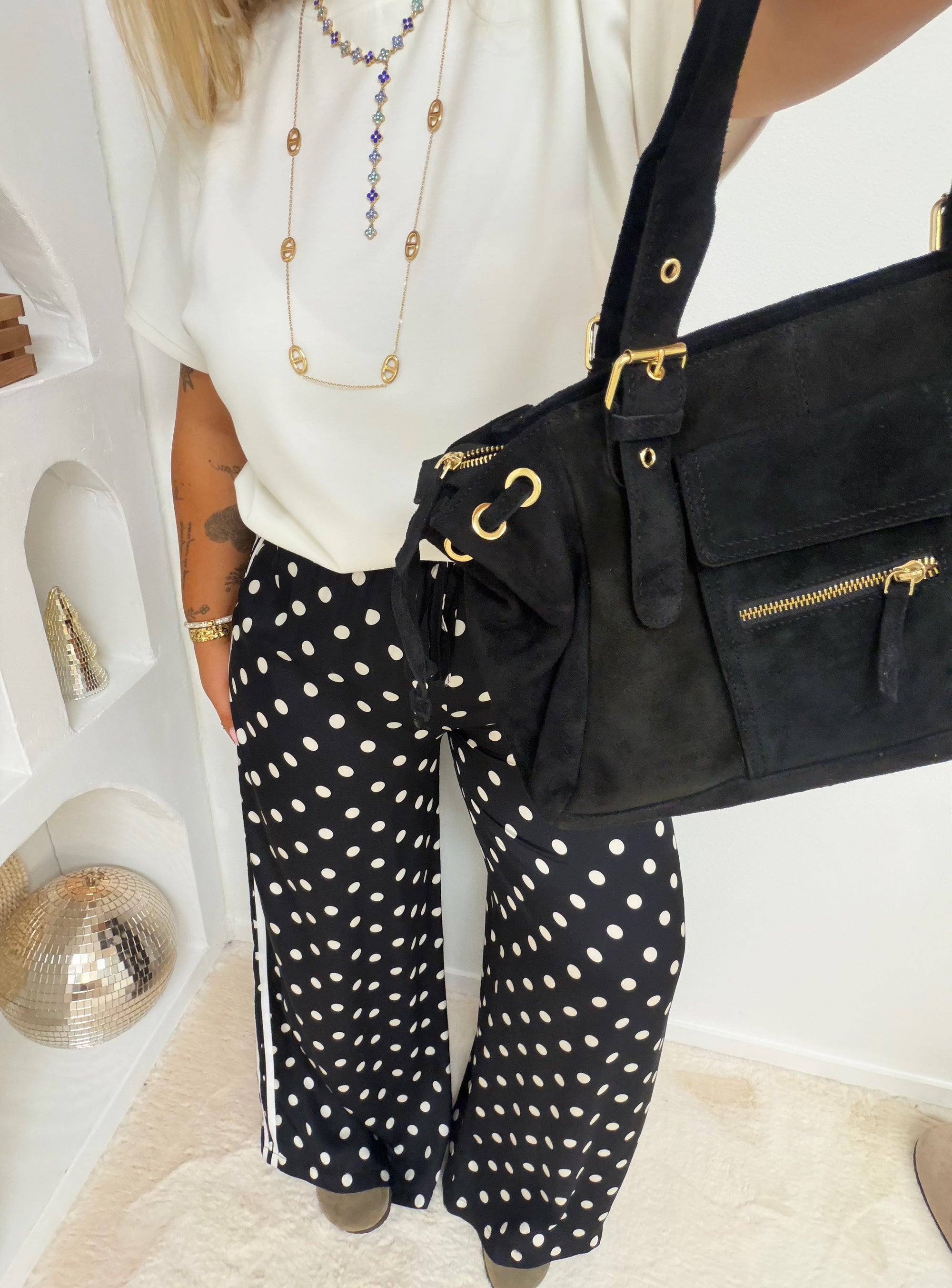 PANTALON POIS NOIR