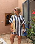 COMBI-SHORT NOÉE RAYÉ BLEU MARINE