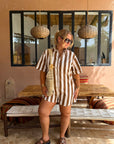 COMBI-SHORT NOÉE RAYÉ CHOCOLAT