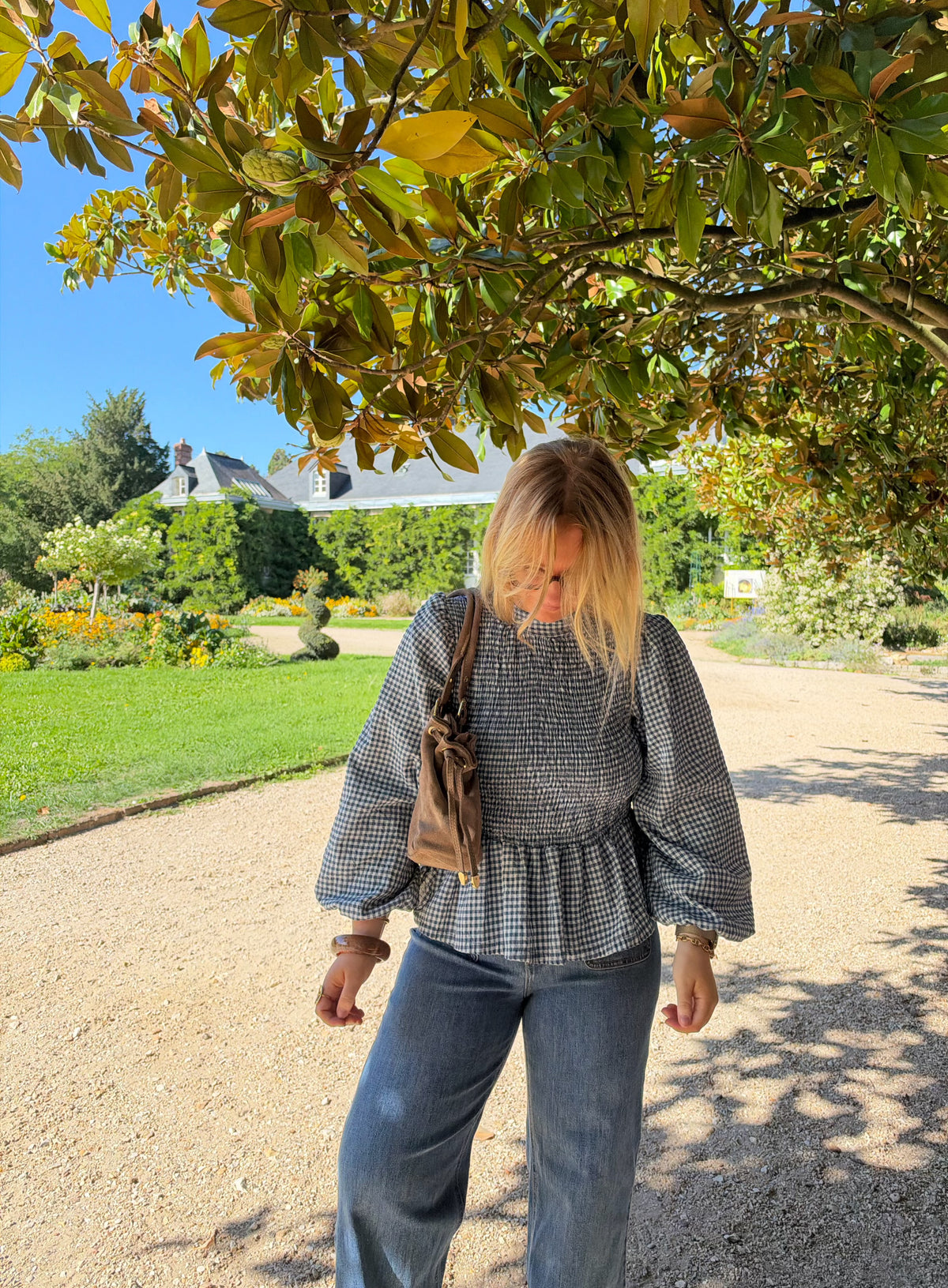 BLOUSE VICHY ELENA BLEU JEAN