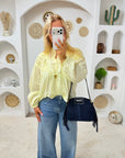 BLOUSE CELESTE JAUNE